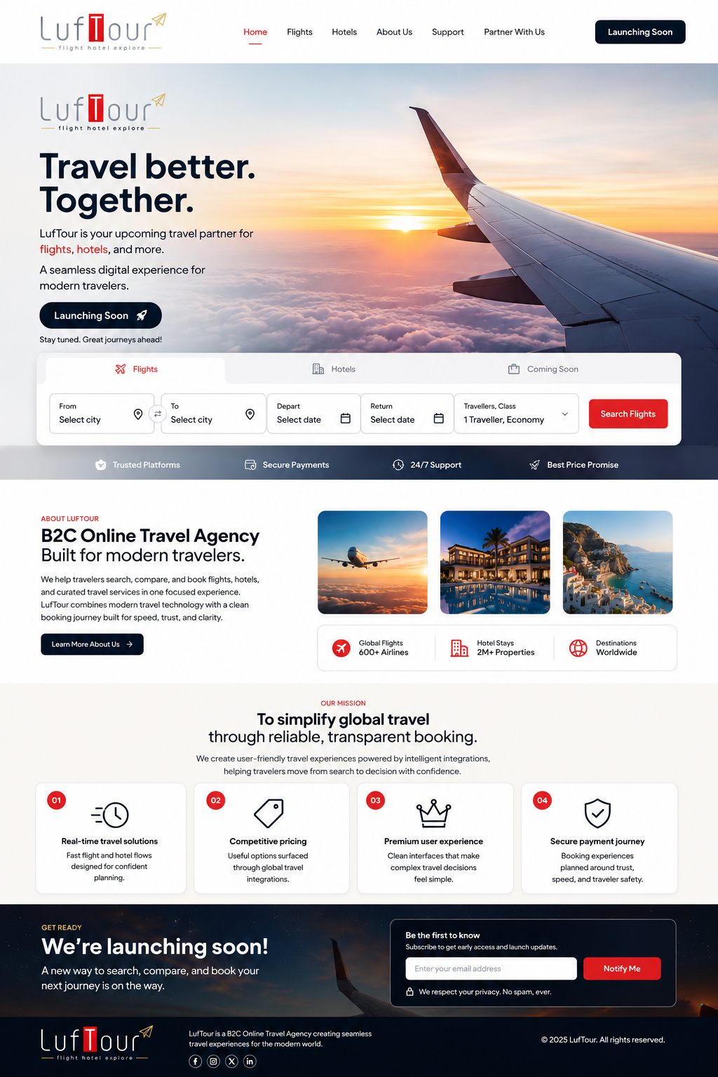 LufTour B2C Online Travel Agency landing page preview